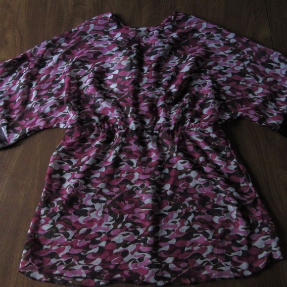 Duo Maternity Medium 8-10 Sheer Pink Brown Shirt - Picture 6 of 6